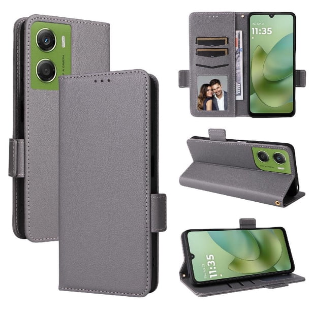 Funda Cartera para Motorola Moto G06 Tapa Flip con Ranuras y Soporte Gris