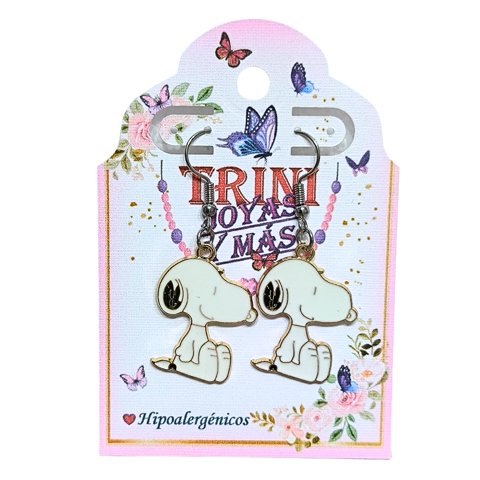 Trini Joyas Y Mas - Aros De Snoopy Sentado, Ganchos De Acero