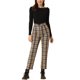 thumbnail image 2 of Pantalones de Mujer a Cuadros de Cintura Alta Tartan Cuadriculados para Trabajo Casual en Oficina y Uso Diario M Marrón Oscuro, 2 of 6