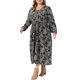 thumbnail image 4 of Vestido Agnes Orinda para Mujer Talla Grande con Estampado Floral Boho, Cinta Geométrica en la Cintura, Cuello en V, Manga Larga, Estilo Casual Flowy A Line con Bolsillo 2X Negro, 4 of 6