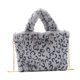 thumbnail image 2 of Bolso de Mano de Leopardo/Cebra para Mujeres, Bolsa de Piel Sintética de Pelo, Gris con Motivo de Leopardo, 2 of 3