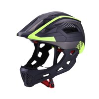Magideal - Casco De Bicicleta Para Niños Y Niñas, Máscara Completa, Casco Protector, Casco De Bicicleta De Montaña De Carretera Ajustable Para Equipo De Ciclismo Negro