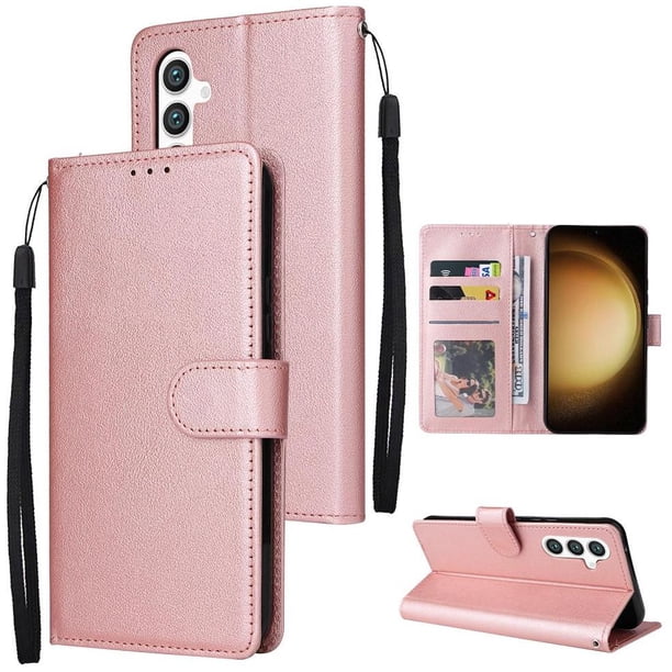 Funda Cartera para Samsung Galaxy S24 Plus con Tarjetero, Soporte y Cordón - Protección Oro rosa