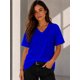 thumbnail image 1 of Polera Cuello V 100% Algodon Manga Corta Basicas Estampar Azul Rey M-l Lisa, 1 of 3