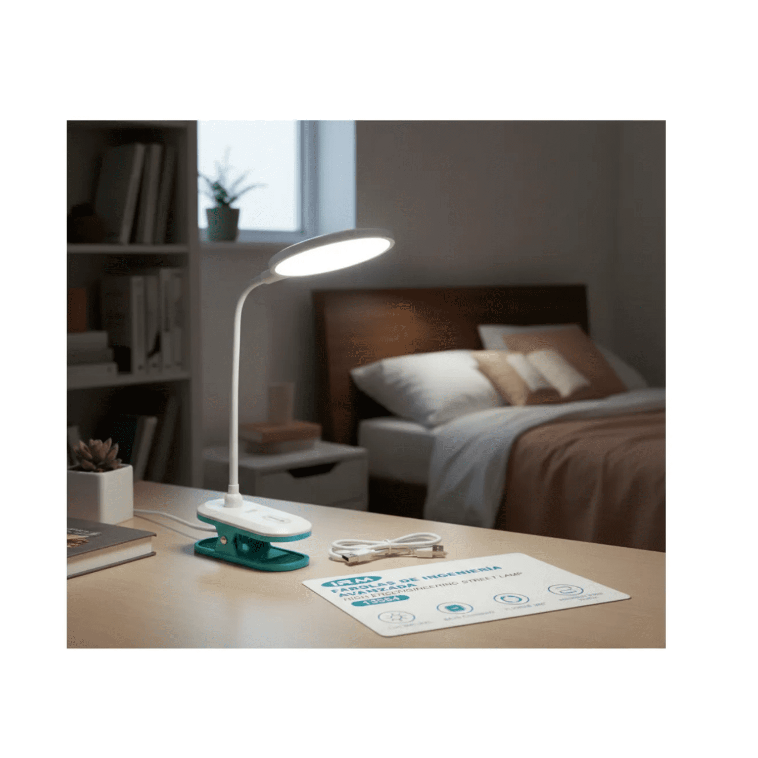 Genérico - Lámpara De Escritorio Led 4w Recargable Cuello Flexible Blanco Blanco Frio
