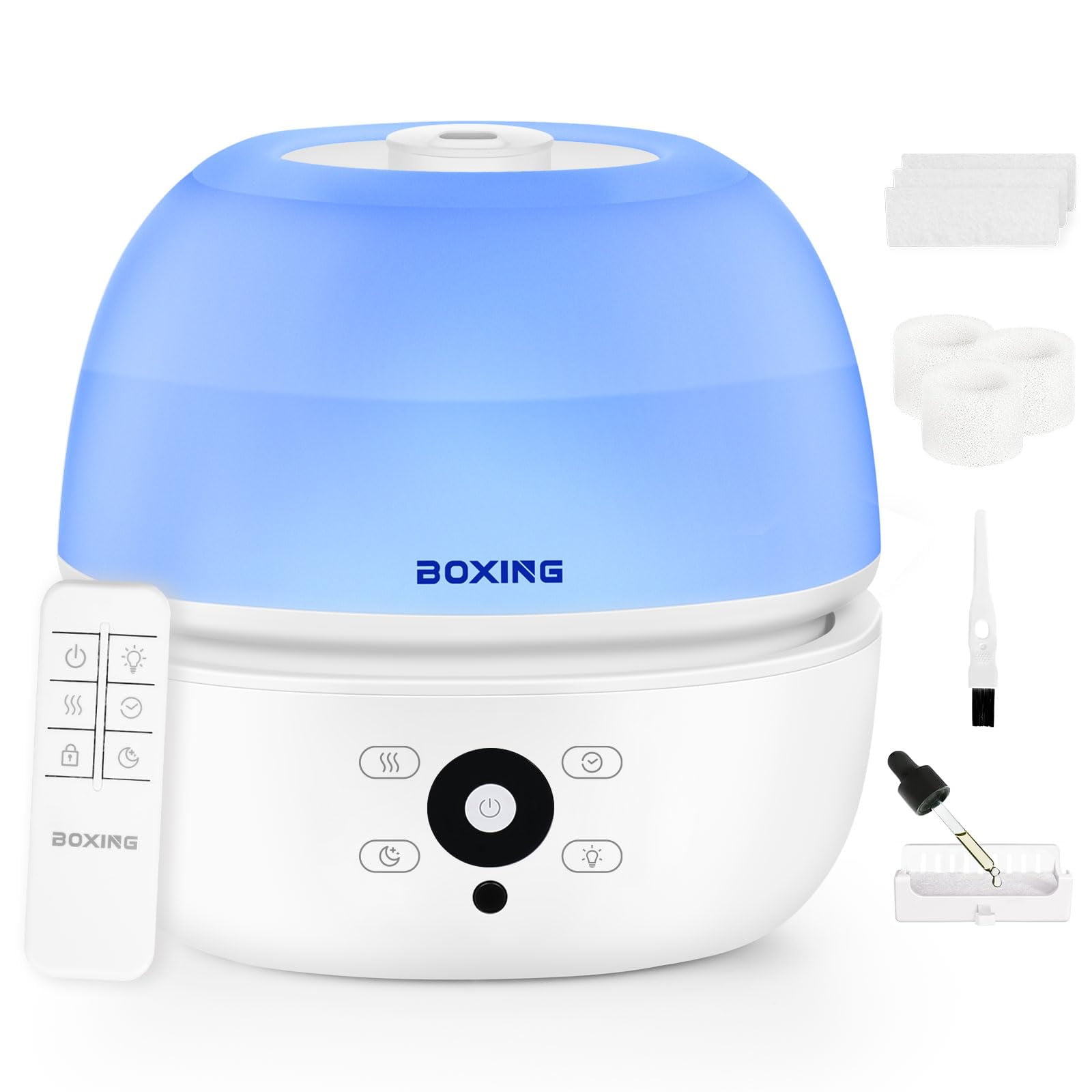 Humidificador Boxing Hu-600 Con Relleno Superior Cool Mist, 3 Litros, Para Dormitorio