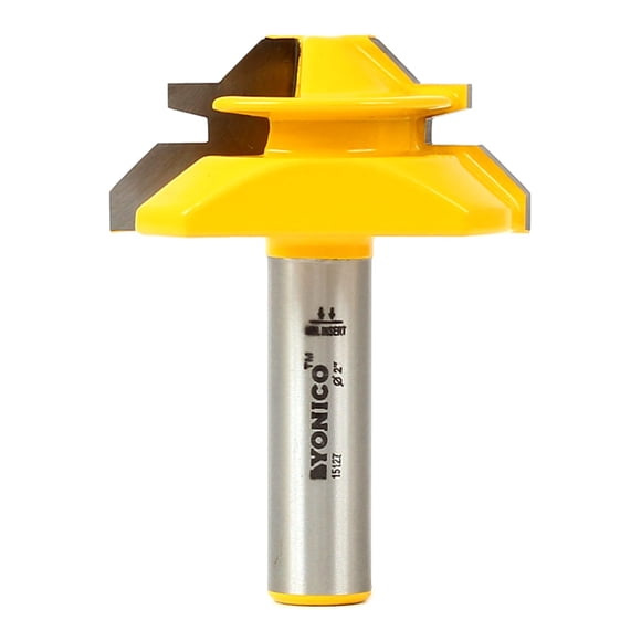 Router Bit Yonico Lock Miter, vástago de 45° y 1/2 pulgadas para 3/4 pulgadas