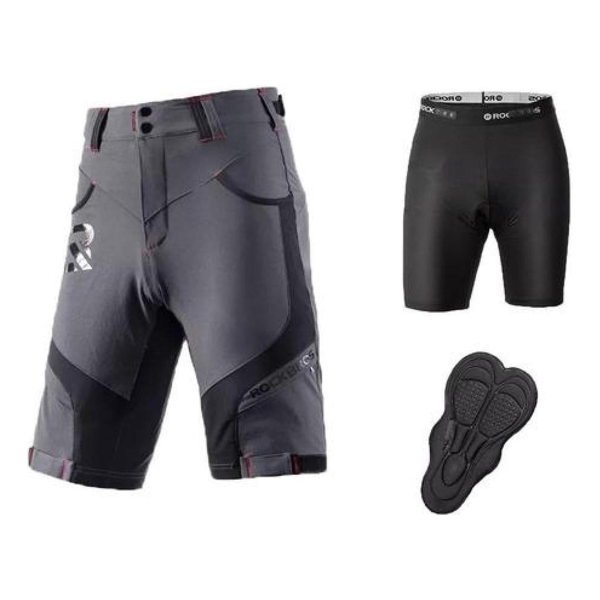 Set Pantalón Short + Ropa Interior De Ciclismo Rockbros Mtb Negro Xl
