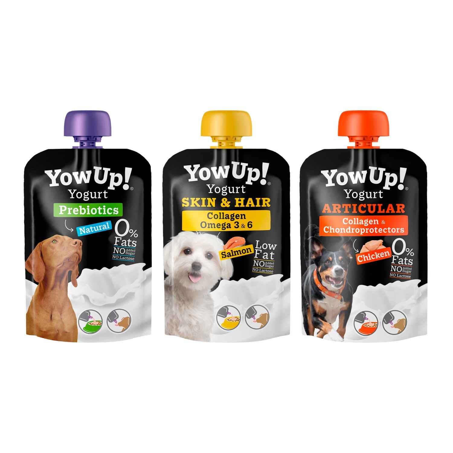 Yow Up - Pack X3 Yogurt Para Perro Natural-articular-skin&hair