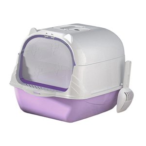 Magideal - Inodoro Cerrado Para Gatos, Caja De Arena Con Capucha Para Gatos, Puerta Móvil De Dos Vías, Bandeja De Arena, Bandeja De Arena, Baño Profundo, Caja De , Púrpura