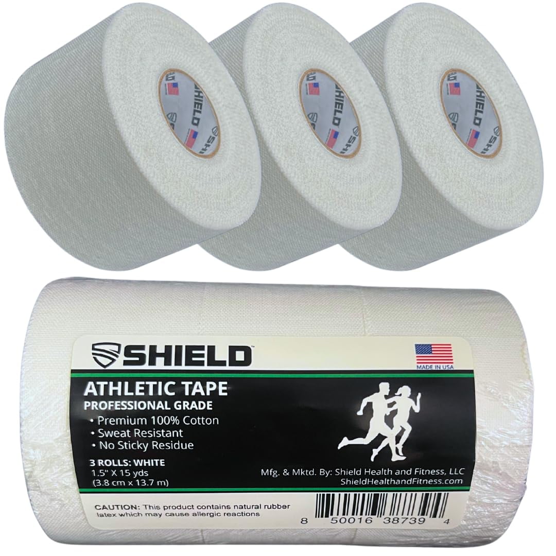 Shield Health And Fitness Llc - Shield | Paquete De 3 Cintas Deportivas – 3,8 Cm X 13,8 M - Fabricadas En Ee. Uu., Fáciles De Rasgar, Rígidas Y Muy Resistentes. Primeros Auxilios, Lesiones, Atletismo, Medicina Y Terapia