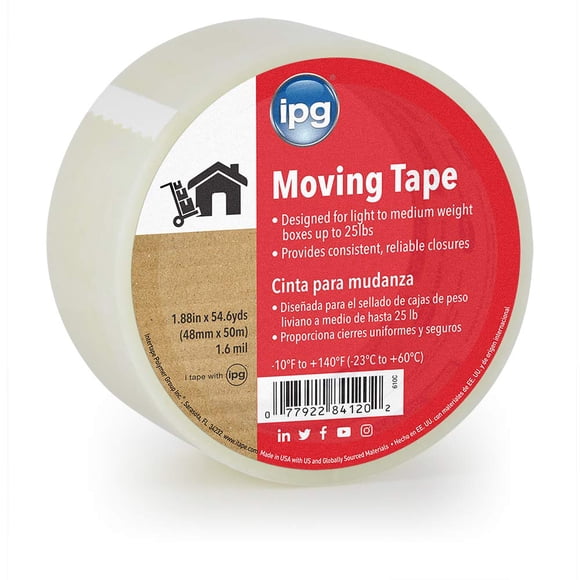 Cinta adhesiva IPG Moving, rollo transparente de 4,8 cm x 50 m