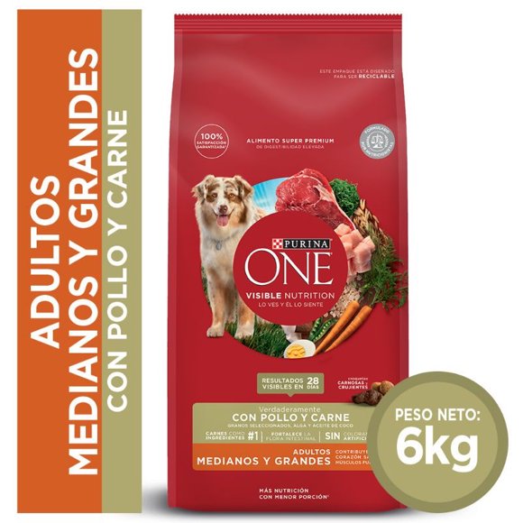 Alimento Seco Perro Adulto Raza Mediana/Grande Pollo y Carne Bolsa, 6 Kg