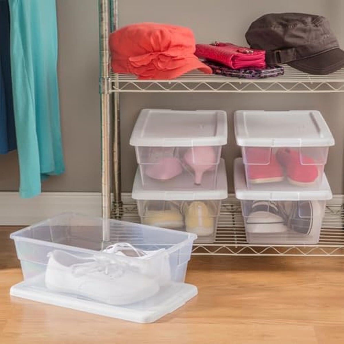 Caja Organizadora Sterilite 6 Qt Apilable Transparente 12 Unid