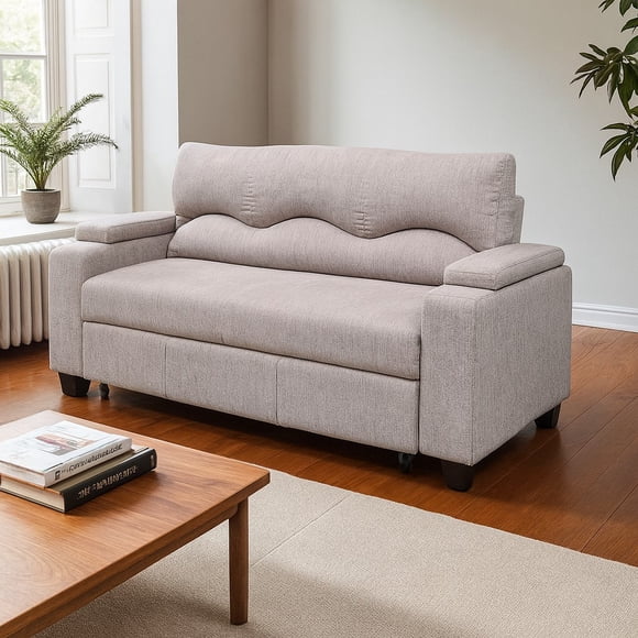 Sofa Cama Funcional 2 Pz Deco Lino Cream Chocolate