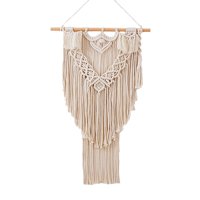 Bothyi - Tapiz De Macramé Elegante, Arte De Pared Con Flecos, Cuerda De Algodón Tejida Para Fondo De Dormitorio