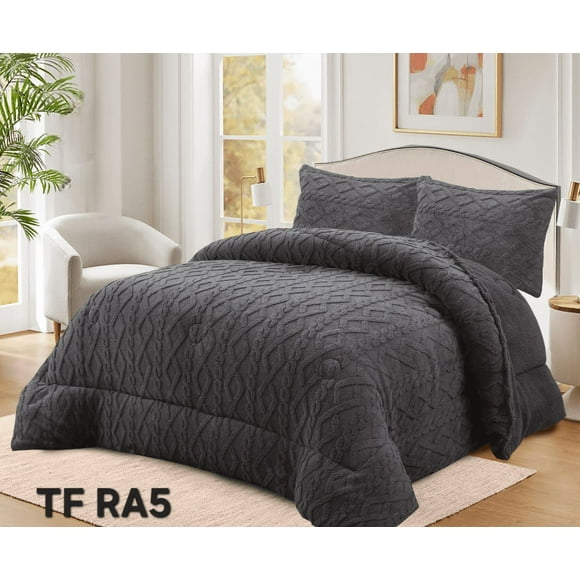 Plumon De Invierno Con Chiporro Trenzados Colorgris King