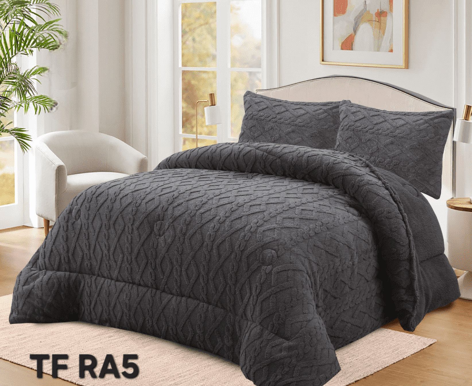 Mundo Shopping - Plumon De Invierno Con Chiporro Trenzados Color Gris Oscuro King