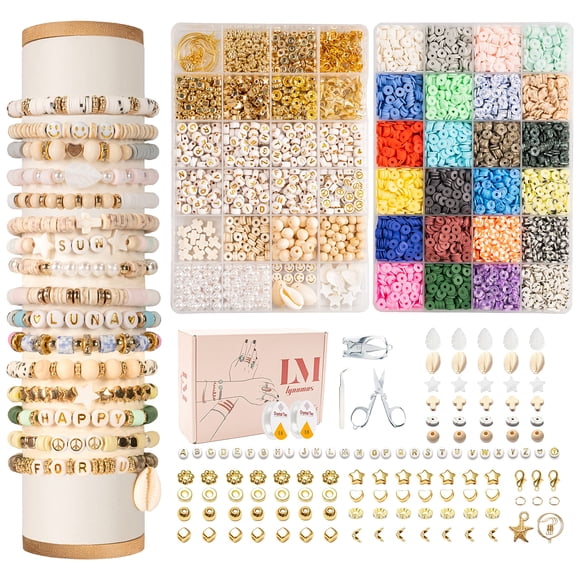 Kit para hacer pulseras Lynnmos Clay Beads, 8000 unidades, 24 colores