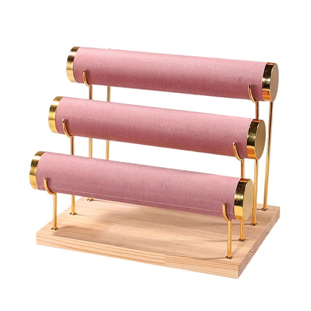 Soporte para brazaletes, organizador de almacenamiento de joyas, decoración elegante, estante de joyería extraíble, exhibición de relojes para transmi Rosa