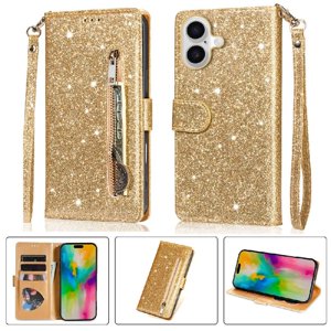 Funda Para Foxdock Elegante Funda Iphone 16 Plus Glitter Con Cremallera-Ideal Para El Uso Diario