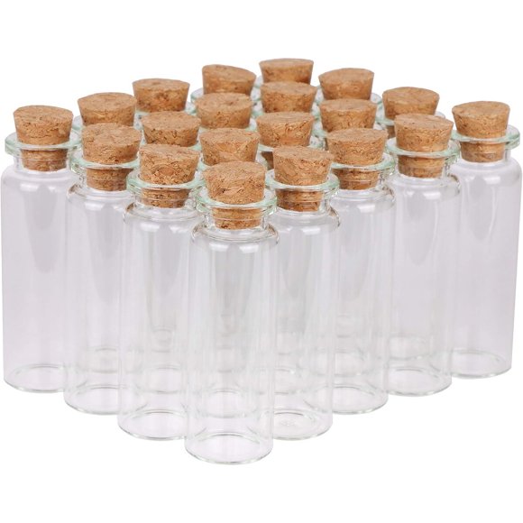 MaxMau: set de 24 botellas mini de vidrio de 15 ml con tapón de corcho