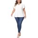thumbnail image 2 of Agnes Orinda Blusas de Talla Grande para Mujer con Cuello en V Entallado, Mangas Cortas de Pétalo, Camisas Casual, Talla 2X, Blanco, 2 of 6