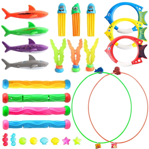 Juguete de buceo Daisiki Dive Rings, juguetes de piscina para niños con torpedo de tiburón