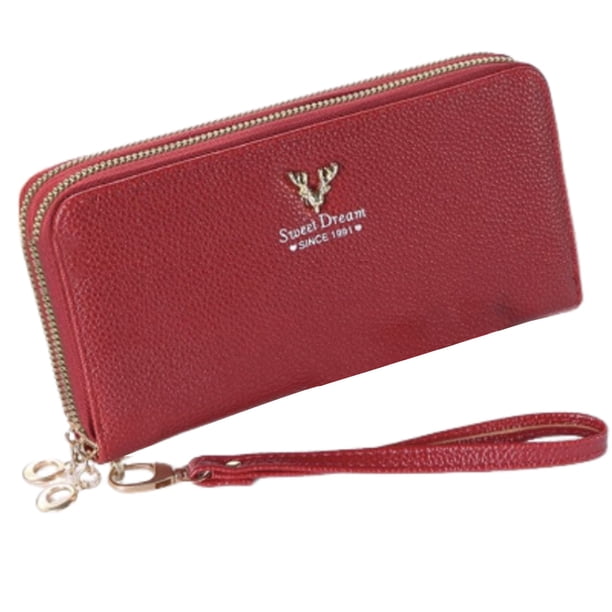 Cartera de mujer, cartera larga con cremallera para estudiante, cartera informal, cartera para teléfono móvil, cartera moderna para mujer