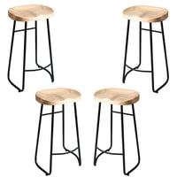 Crusec - Pack 4 Sillas De Bar Metálica 75 Cm Asiento Madera