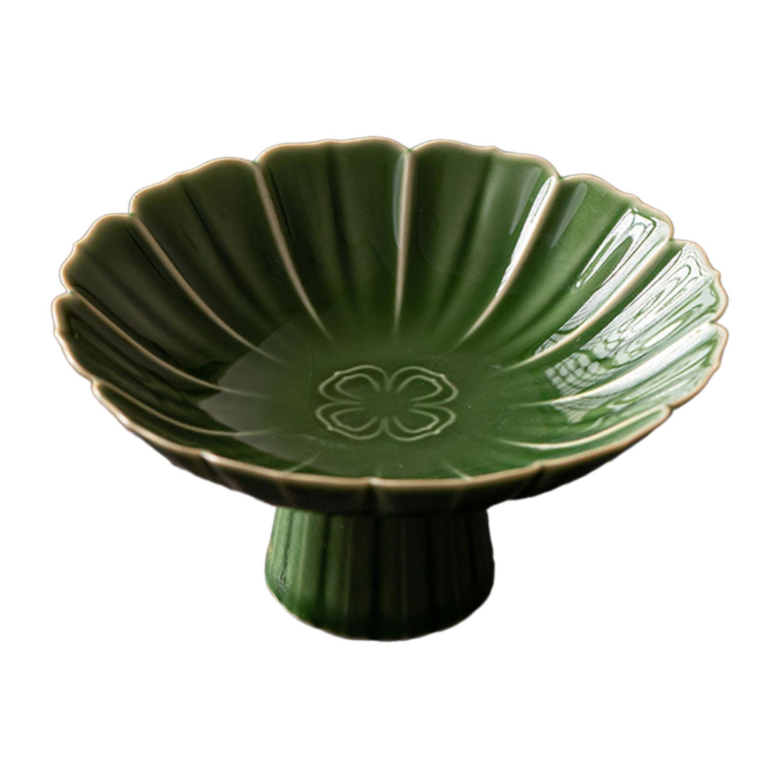 Magideal - Cuenco De Cerámica Con Patas, Soporte De Exhibición Para Postre, Cuenco De Pedestal Para Encimera De Cocina, Decorativo Para Sala De Estar, Decoración Verde