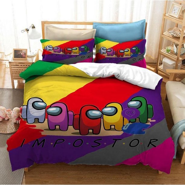 Cute Cartoon Trust No One Lettering Quilt Duvet Cover Set Bed Linen3-Piece Bedding Set