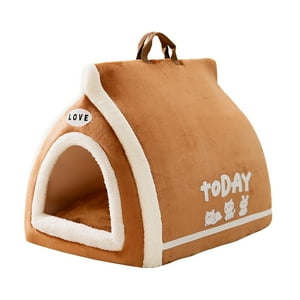 Genérico - Casa Para Gatos Con Asa, Cómoda Cama Plegable Suave Para Gatos, Para Exteriores, Color Marrón, L