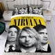 thumbnail image 4 of Nirvana Conjunto de sábanas temático, trío de piezas, cómodo y amigable con la piel, diseño único, regalo de decoración para el hogar para familiares, amigos y fans,135X200cm, 4 of 6