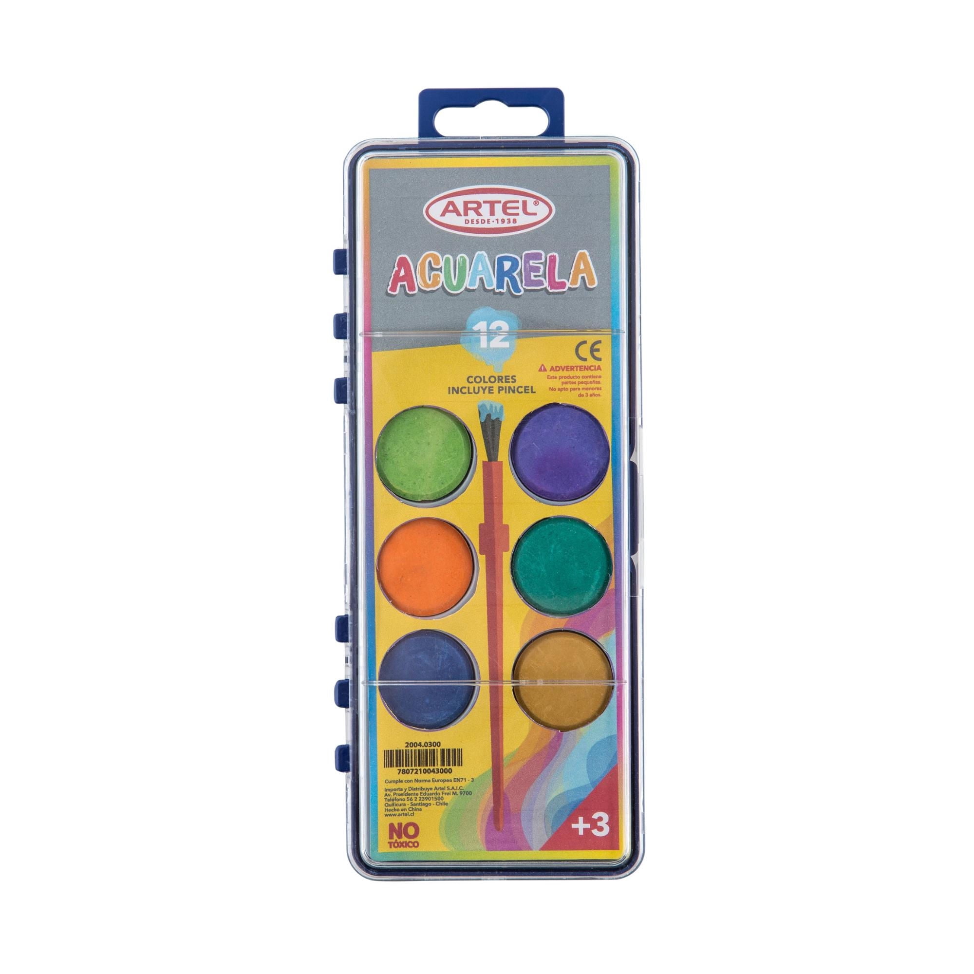 Acuarelas Estuche 12 Colores + Pincel 1 Un Artel