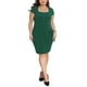 thumbnail image 4 of Agnes Orinda Vestido de Trabajo para Mujer Talla Grande Escuela Colegio Cuello Cuadrado Manga Corta Cremallera Trasera Tubo Ajustado Formal Oficina Lápiz 1X Verde Oscuro, 4 of 6