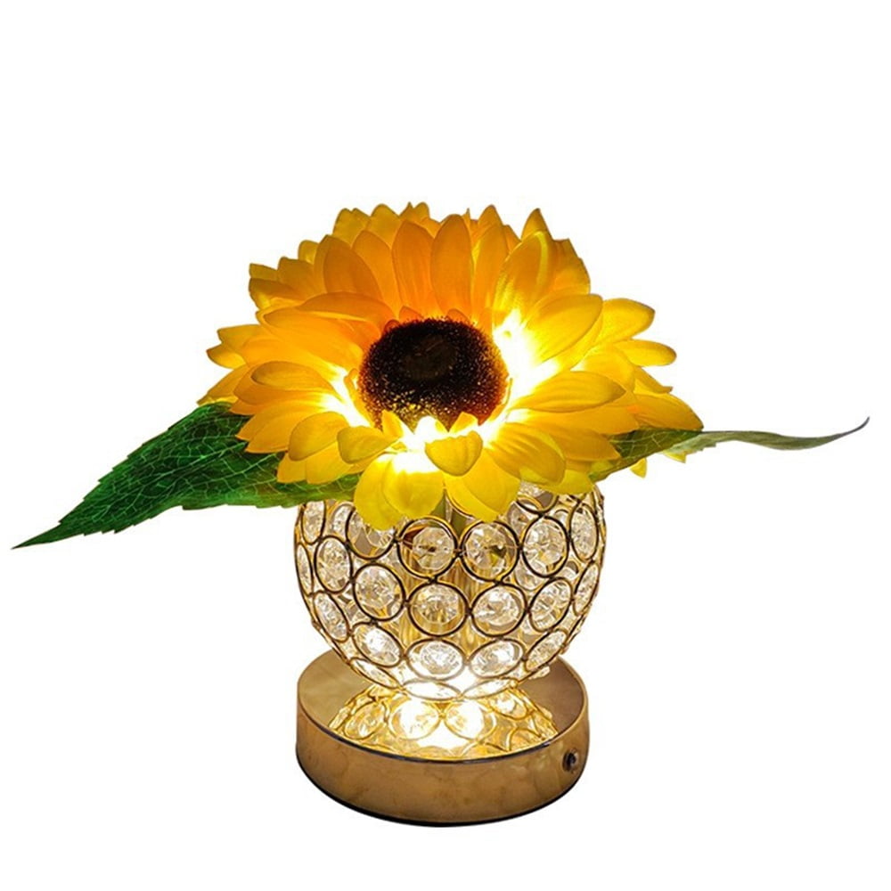 Xusx111 - Lámpara De Flor De Girasol Para Regalos De Mujeres, Luz Nocturna Atenuable De 3 Colores, Lámpara De Mesa Táctil Inalámbrica Recargable Para Mujeres Mamá Esposa Amigos Novia Sus Regalos, Perf
