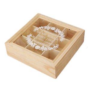 Magideal - Caja De Almacenamiento De Madera Con Cubierta De Vidrio, Estuche De Exposición Para Joyería, Caja De Té Multifuncional Diy, Organizador Para Joyería,