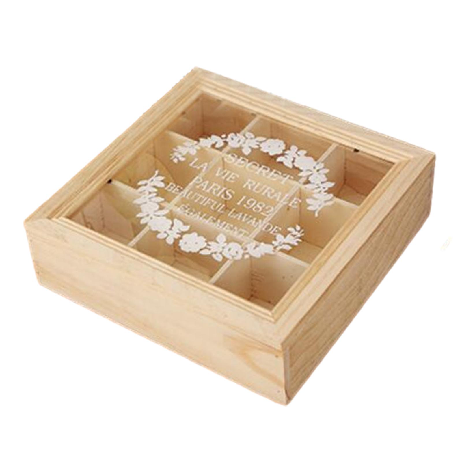 Magideal - Caja De Almacenamiento De Madera Con Cubierta De Vidrio, Estuche De Exposición Para Joyería, Caja De Té Multifuncional Diy, Organizador Para Joyería,
