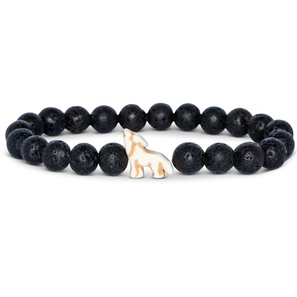 Pulsera Fahlo Scout Lobo con Piedra de Lava – Talla Única