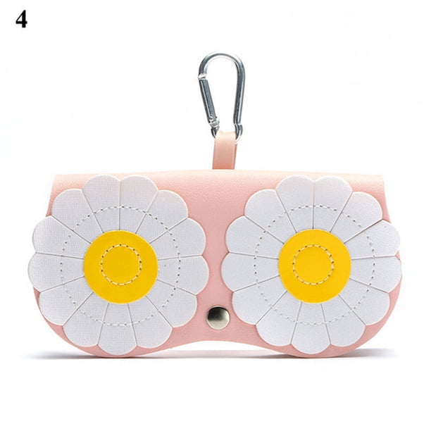 Women's Eyeglass Case Snap Closure Design Prevent Scratch Leather Sunglasses Carry Case for Home Travel