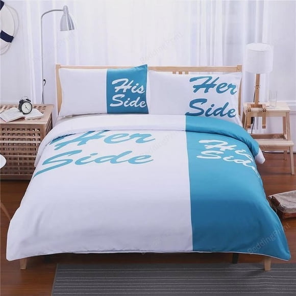 Her Side and His Side Quilt Duvet Cover Set Doona Cover Children Double3-Piece Bedding Set
