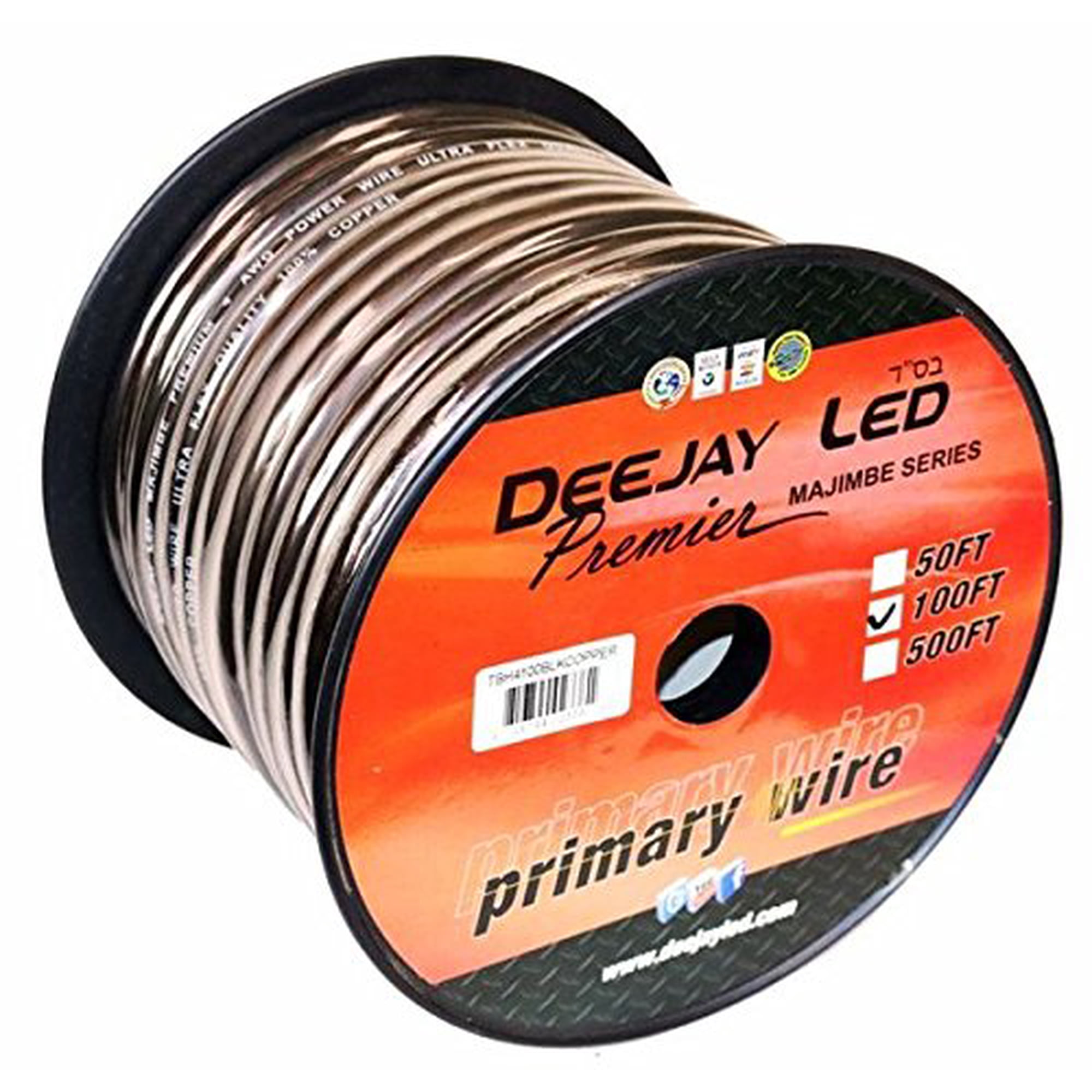 Cable De Alimentación Deejay Led, Calibre Cuatro, 30,48 M, Cobre Puro Negro