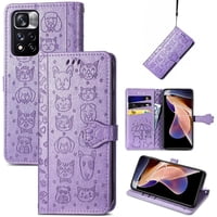 Funda Cartera Foxdock Para Xiaomi Redmi Note 11 Pro , Flip Pu Con Relieve De Gatos Y Perros, Tarjetero Y Soporte