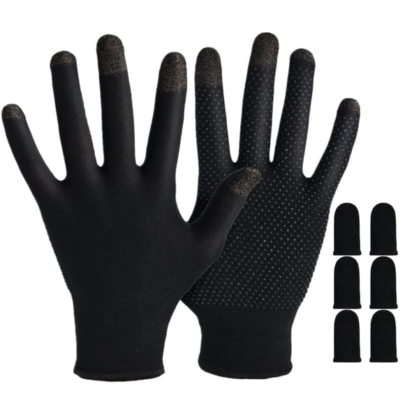 Guantes para Juegos Rakizbe Antisudor con Dedales para Pantalla Táctil
