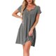thumbnail image 1 of INSPIRE CHIC Vestido de Dormir para Mujer con Cuello en V, Manga Corta, Abertura Lateral y Ribete en Contraste para Primavera Verano S Gris, 1 of 6