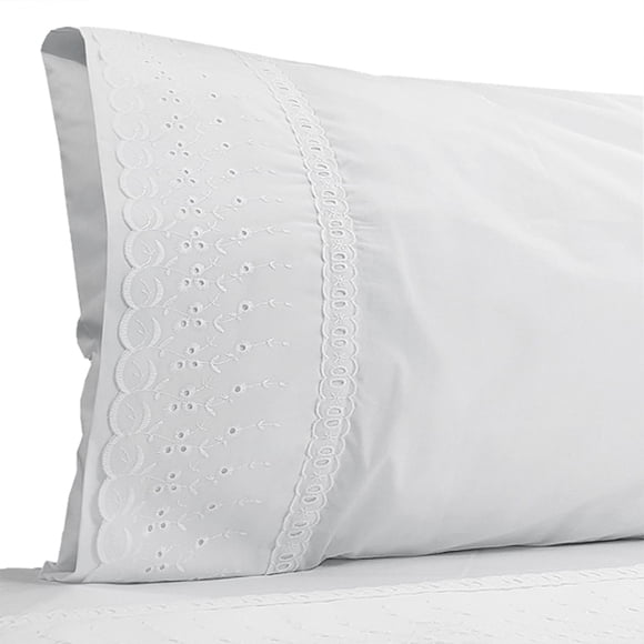 Juego De Sabanas Queen Broderie Blanco 200 Hilos