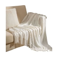 Tengfei - Mantas Decorativas Para Sofas Camas Con Flecos 127X152 Cm Blanco