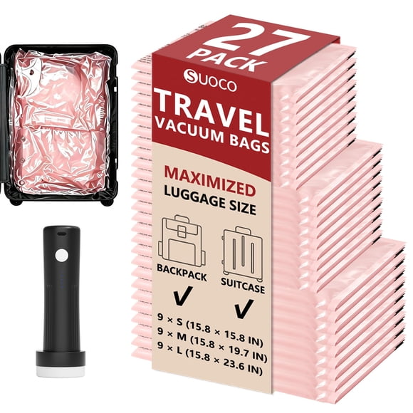 Bolsas de Vacío SUOCO 27 en Combo con Bomba Inalámbrica Rosa