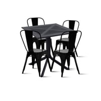 Klik Muebles - Mesa Restaurant 80X80 Polipropileno + 4 Sillas Tolix - Negra